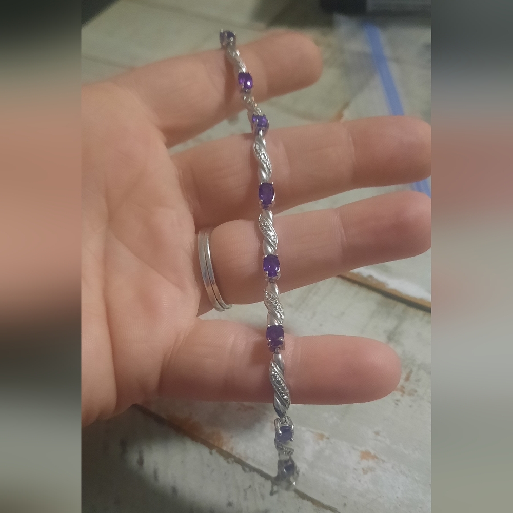 Vintage 925 Sterling Silver and Amethyst tennis bracelet